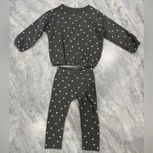 Rylee + Cru Charcoal Gray Polka Dot Kids Matching Set